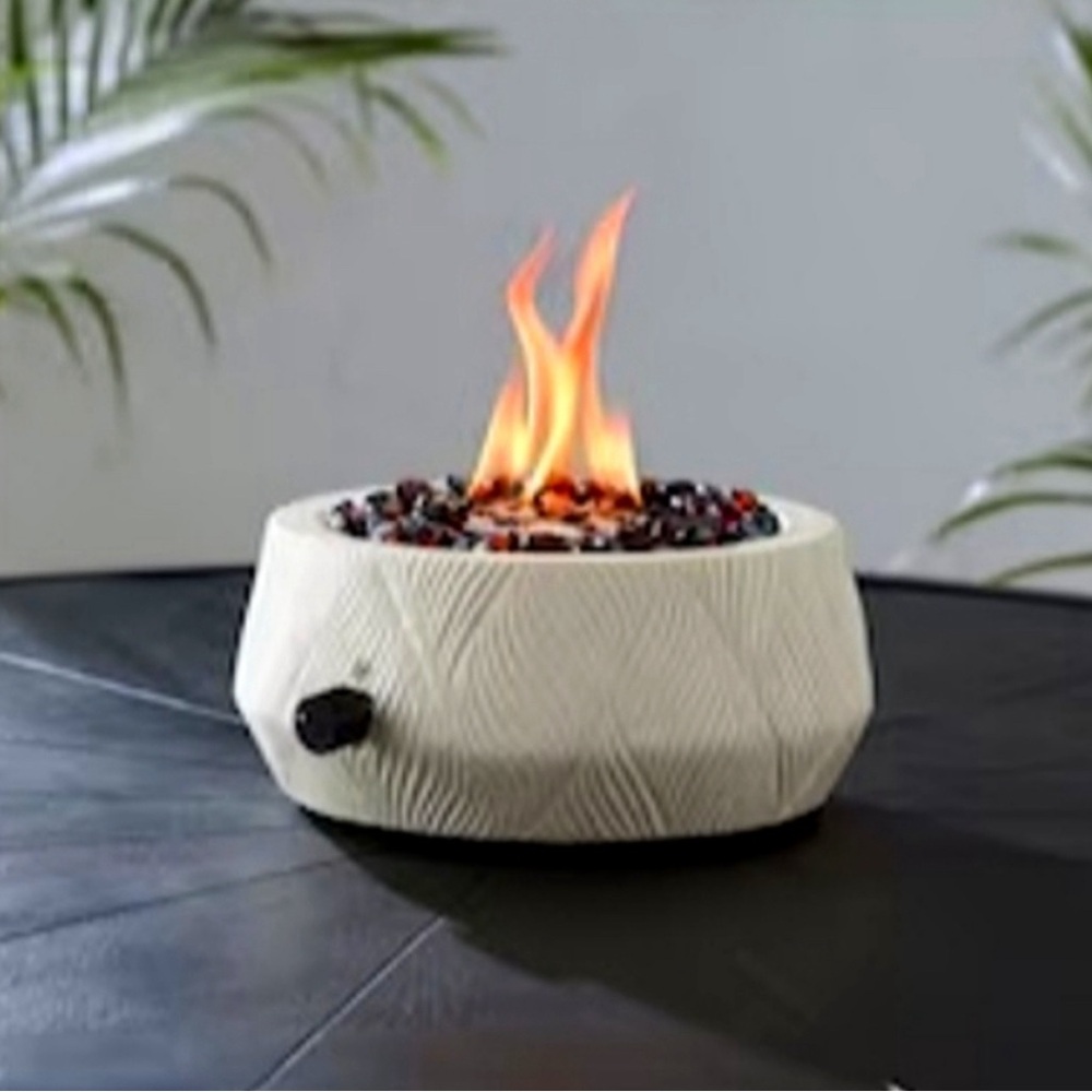 NIB ORIGIN 21 Tabletop Fire Pit Bowl Portable White Ceramic Propane